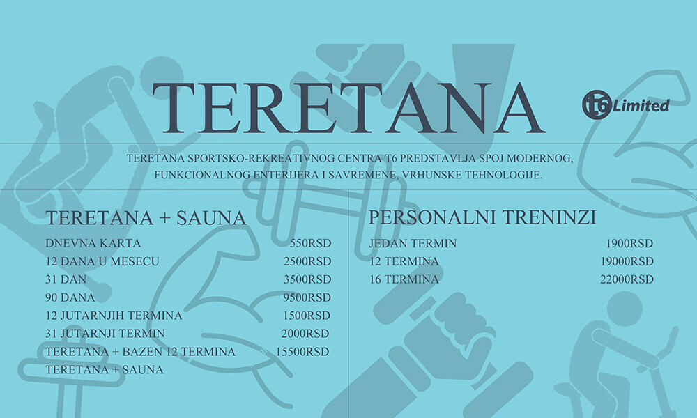 T6 Limited teretana cenovnik